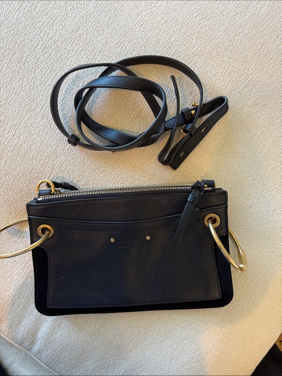 Chloe Handbags - Chloé Black Leather Wristlet with Gold Hardware